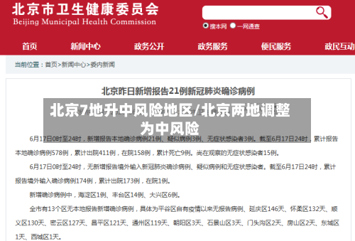 北京7地升中风险地区/北京两地调整为中风险