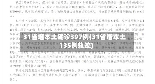 31省增本土确诊397例(31省增本土135例轨迹)