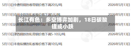 长江有色：多空博弈加剧，18日碳酸锂或小跌