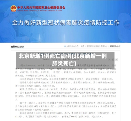 北京新增1例死亡病例(北京新增一例肺炎死亡)-第3张图片