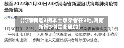 【河南新增3例本土感染者在3地,河南新增3例是哪里的】-第3张图片