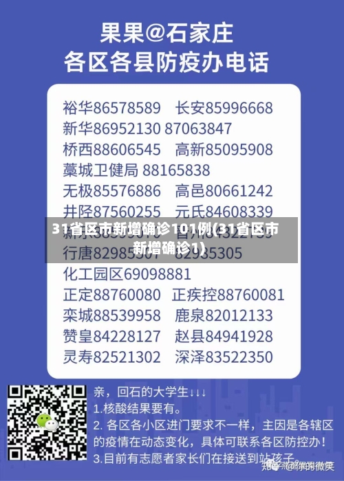 31省区市新增确诊101例(31省区市新增确诊1)