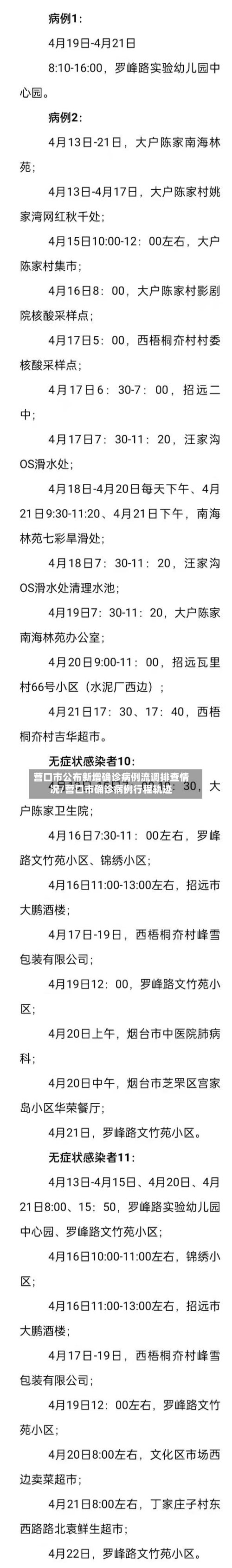 营口市公布新增确诊病例流调排查情况/营口市确诊病例行程轨迹-第3张图片