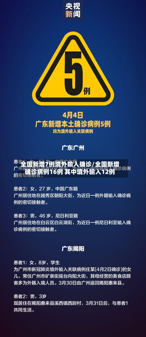 全国新增7例境外输入确诊/全国新增确诊病例16例 其中境外输入12例