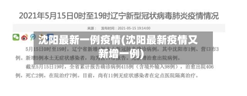 沈阳最新一例疫情(沈阳最新疫情又新增一例)
