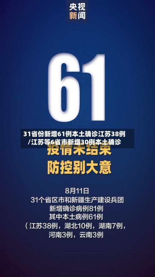 31省份新增61例本土确诊江苏38例/江苏等6省市新增30例本土确诊