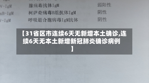 【31省区市连续6天无新增本土确诊,连续6天无本土新增新冠肺炎确诊病例】