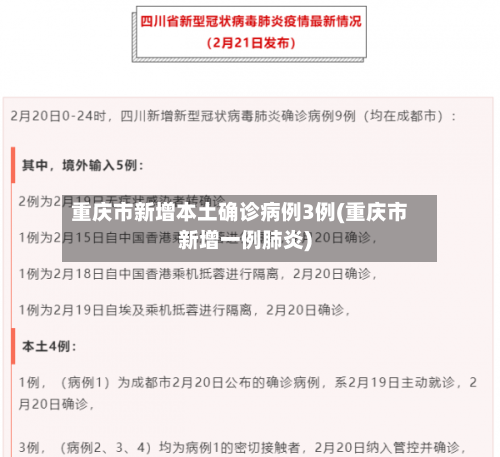 重庆市新增本土确诊病例3例(重庆市新增一例肺炎)