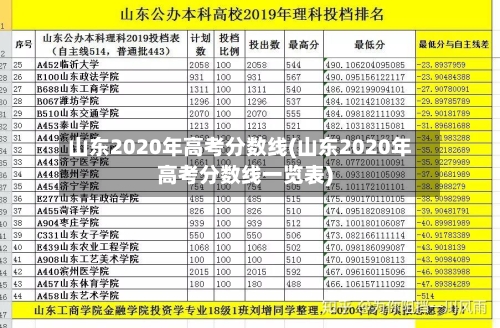 山东2020年高考分数线(山东2020年高考分数线一览表)