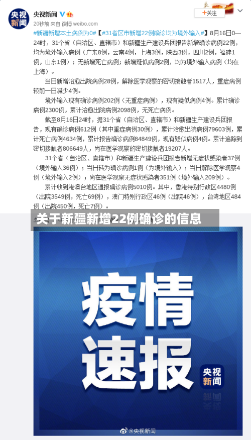 关于新疆新增22例确诊的信息