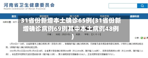 31省份新增本土确诊65例(31省份新增确诊病例69例其中本土病例48例)
