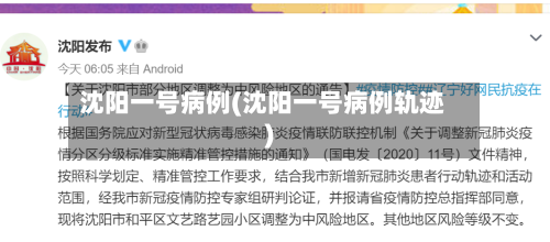 沈阳一号病例(沈阳一号病例轨迹)