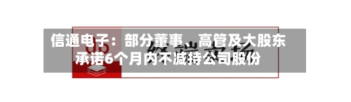 信通电子：部分董事、高管及大股东承诺6个月内不减持公司股份-第2张图片