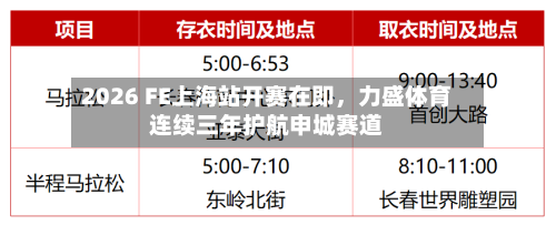 2026 FE上海站开赛在即	，力盛体育连续三年护航申城赛道-第2张图片