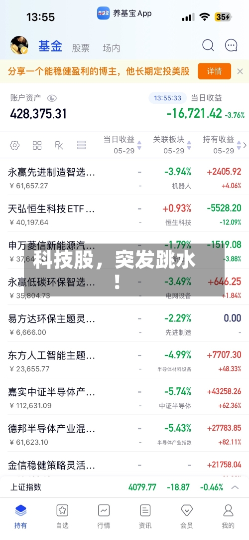 科技股，突发跳水！