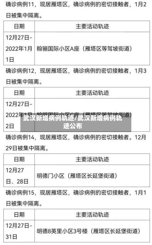 武汉新增病例轨迹/武汉新增病例轨迹公布