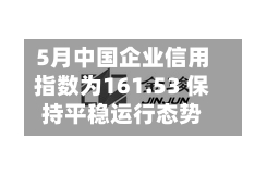 5月中国企业信用指数为161.53 保持平稳运行态势-第3张图片