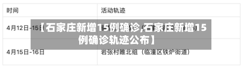 【石家庄新增15例确诊,石家庄新增15例确诊轨迹公布】
