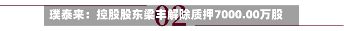 璞泰来：控股股东梁丰解除质押7000.00万股