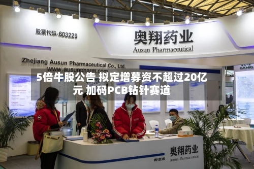5倍牛股公告 拟定增募资不超过20亿元 加码PCB钻针赛道