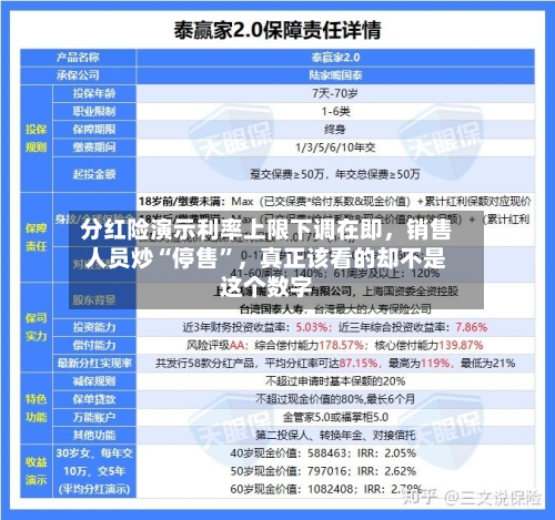 分红险演示利率上限下调在即，销售人员炒“停售”，真正该看的却不是这个数字