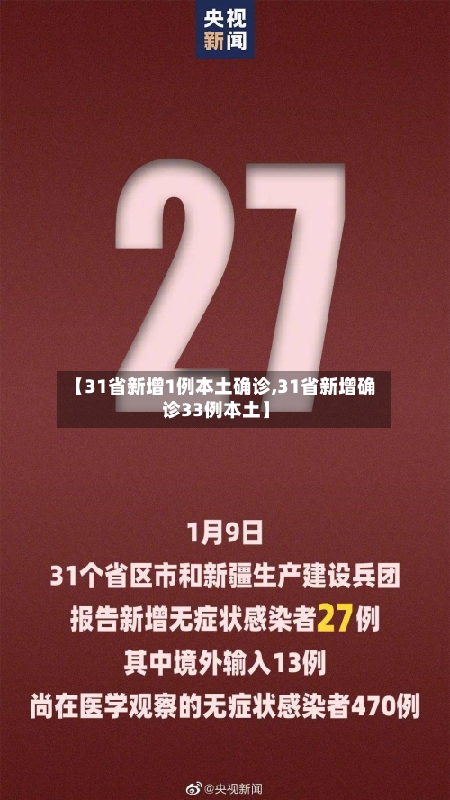 【31省新增1例本土确诊,31省新增确诊33例本土】