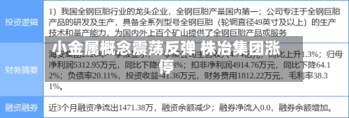 小金属概念震荡反弹 株冶集团涨停-第2张图片