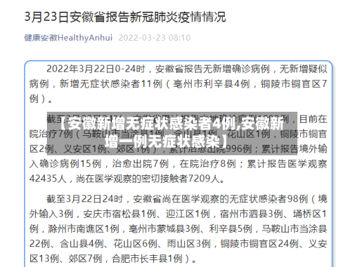 【安徽新增无症状感染者4例,安徽新增一例无症状感染】