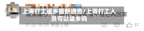 上海打工返乡最新通告/上海打工人员可以返乡吗-第2张图片