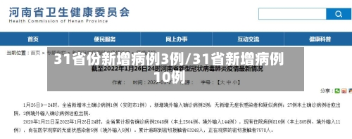 31省份新增病例3例/31省新增病例10例