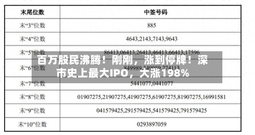 百万股民沸腾！刚刚，涨到停牌！深市史上最大IPO，大涨198%-第2张图片