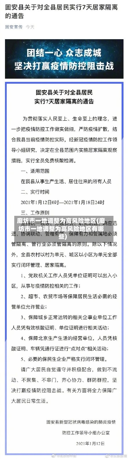 廊坊市一地调整为高风险地区(廊坊市一地调整为高风险地区有哪些)-第2张图片