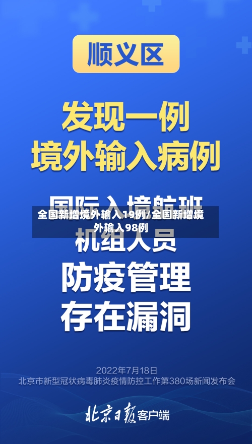 全国新增境外输入19例/全国新增境外输入98例