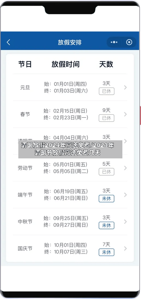 清明放假2024年高速免费/2021年清明节放假高速免费几天-第2张图片