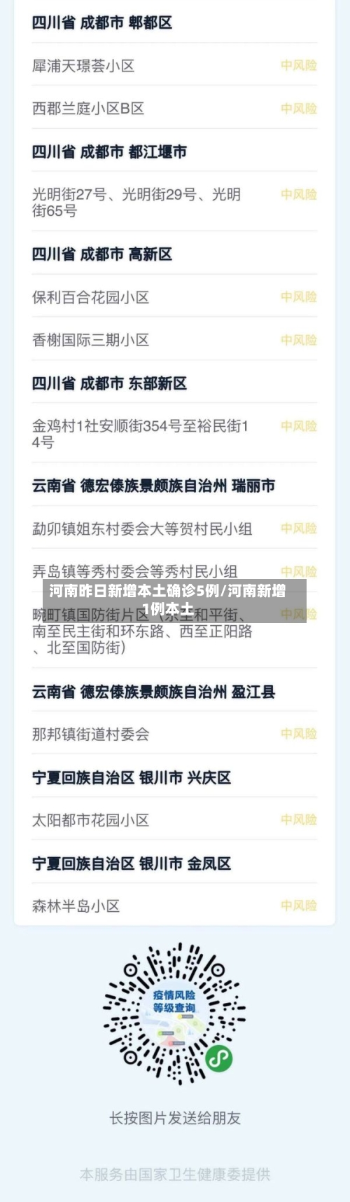河南昨日新增本土确诊5例/河南新增1例本土