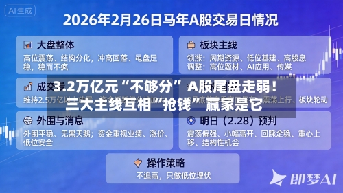 3.2万亿元“不够分” A股尾盘走弱！三大主线互相“抢钱” 赢家是它