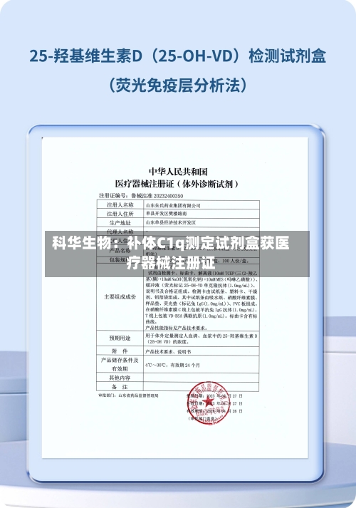科华生物：补体C1q测定试剂盒获医疗器械注册证