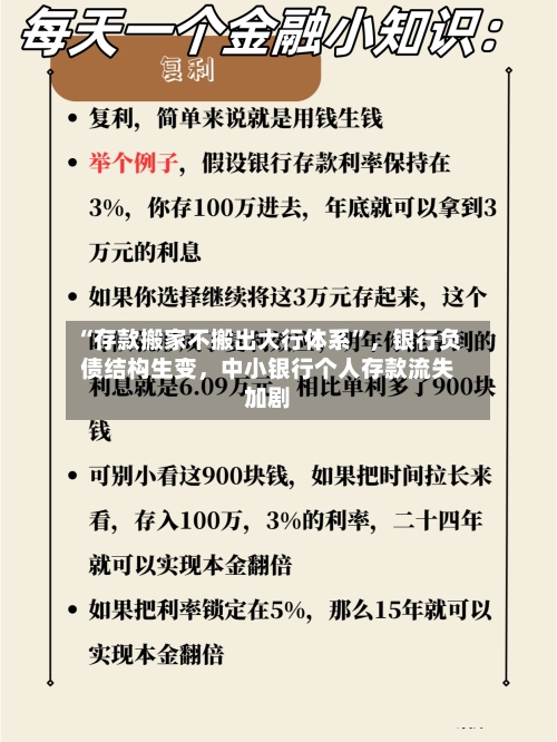 “存款搬家不搬出大行体系”，银行负债结构生变，中小银行个人存款流失加剧