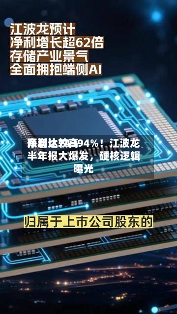 净利比较高预增达74394%！江波龙半年报大爆发，硬核逻辑曝光-第3张图片