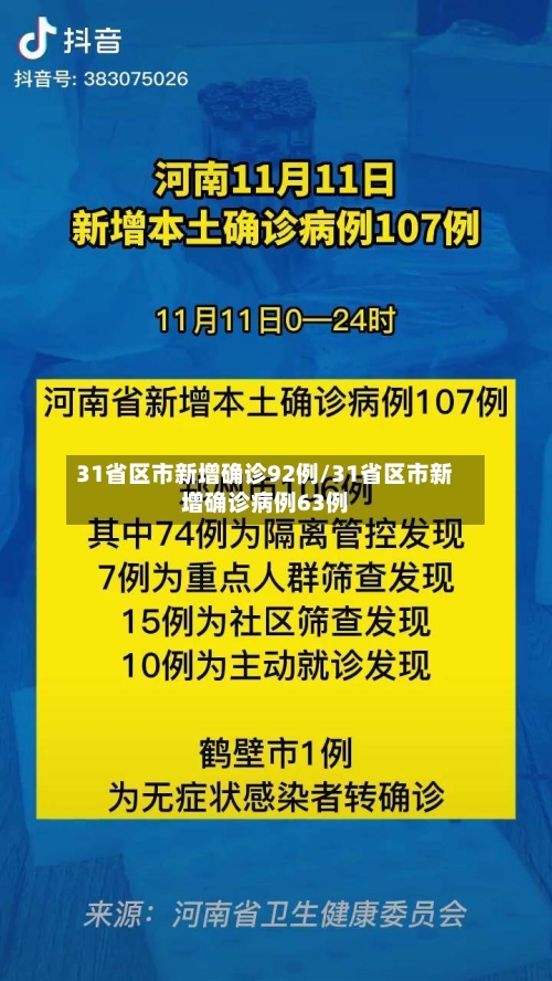 31省区市新增确诊92例/31省区市新增确诊病例63例-第2张图片