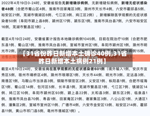 【31省份昨日新增本土确诊40例,31省昨日新增本土病例21例】