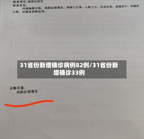 31省份新增确诊病例82例/31省份新增确诊33例