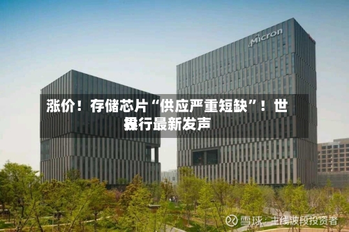 涨价！存储芯片“供应严重短缺”！世界投行最新发声