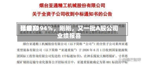 比较高预增1194％，刚刚，又一批A股公司业绩报喜