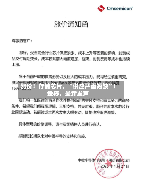 涨价！存储芯片，“供应严重短缺”！世界投行，最新发声-第2张图片