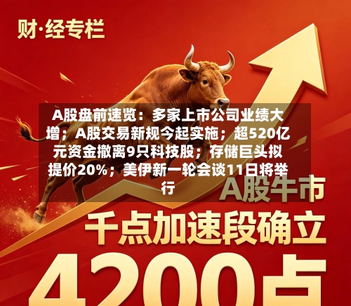 A股盘前速览：多家上市公司业绩大增；A股交易新规今起实施；超520亿元资金撤离9只科技股；存储巨头拟提价20%；美伊新一轮会谈11日将举行