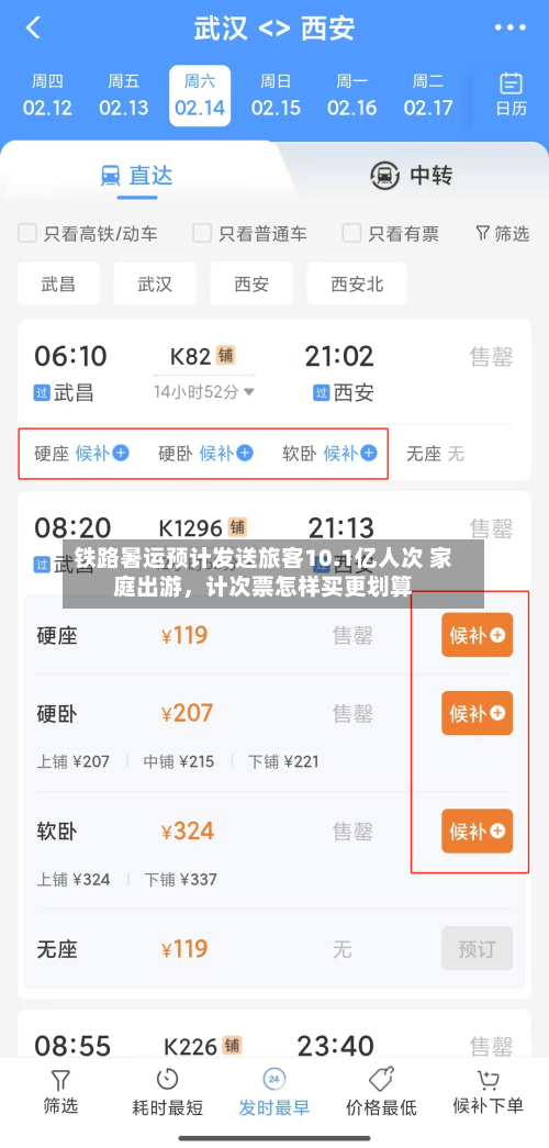 铁路暑运预计发送旅客10.1亿人次 家庭出游，计次票怎样买更划算