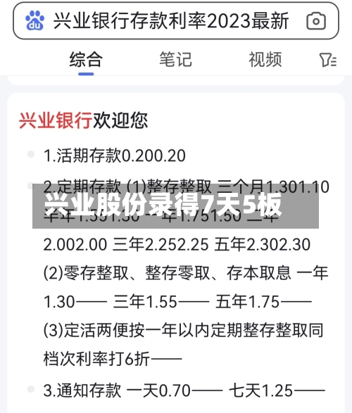 兴业股份录得7天5板