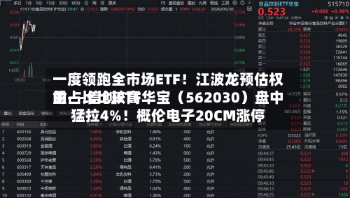 一度领跑全市场ETF！江波龙预估权重占比比较高的——信创ETF华宝（562030）盘中猛拉4%！概伦电子20CM涨停