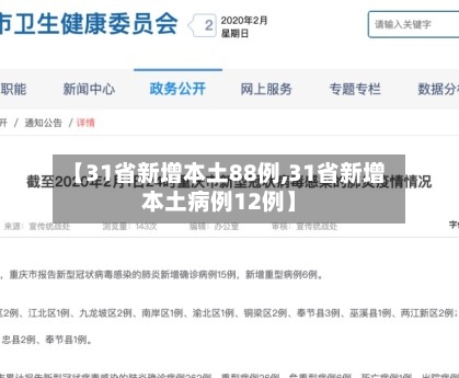 【31省新增本土88例,31省新增本土病例12例】